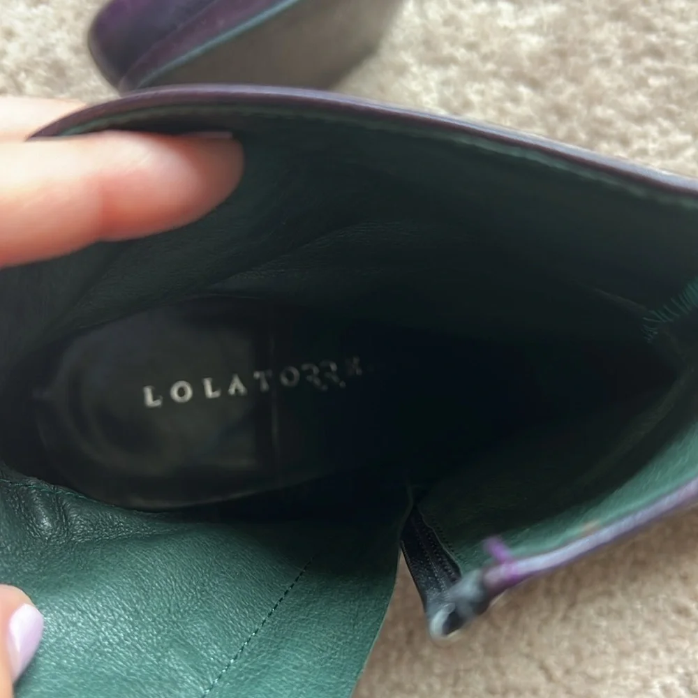 Lola Torres Leather Ankle Boots (eggplant)